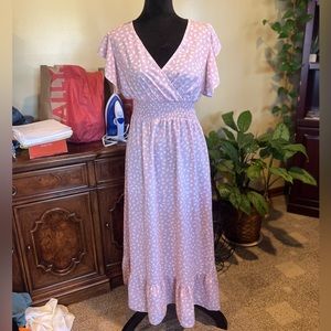 Pink/white maxi dress